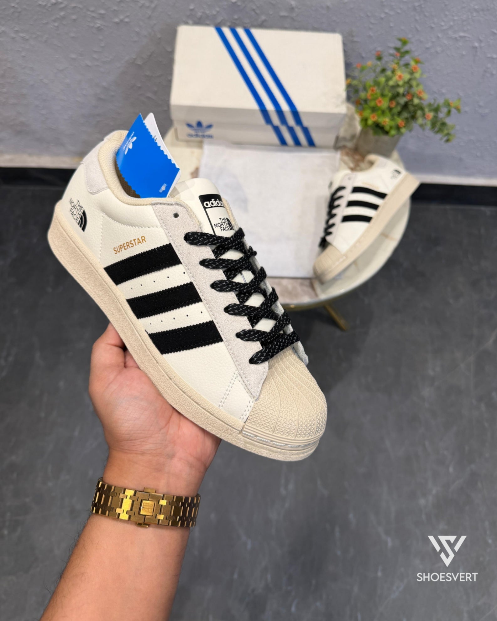 AD SUPERSTAR WHITE BLACK NORTH FACE