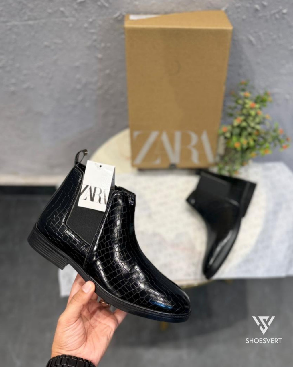ZAR CROCO CHELSEA BOOTS